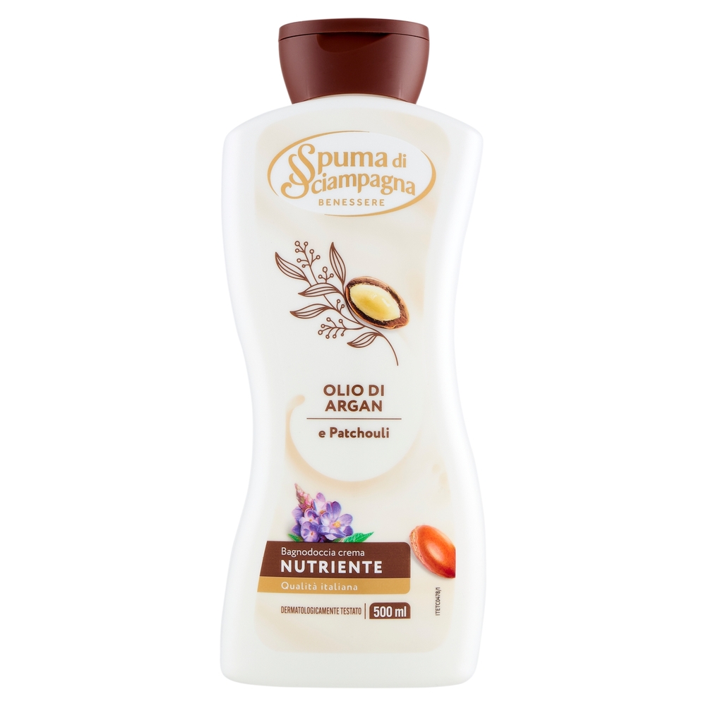 Spuma di Sciampagna Benessere Nutriente Bagnodoccia Crema Olio di Argan e Patchouli 500 ml